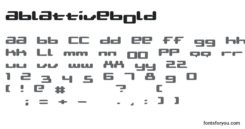 Czcionka AblattiveBold – alfabet, cyfry, specjalne znaki