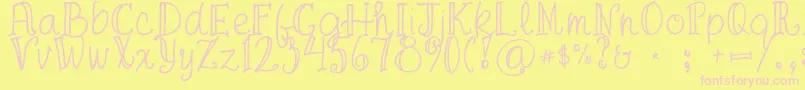 FgaprilTrial-fontti – vaaleanpunaiset fontit keltaisella taustalla