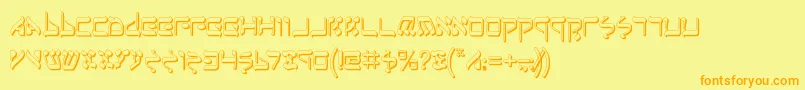フォントJerufs – オレンジの文字が黄色の背景にあります。