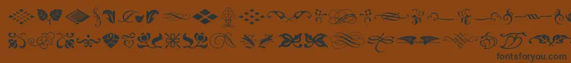 TypeEmbellishmentsOneLetPlain.1.0 Font – Black Fonts on Brown Background