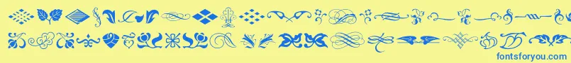 TypeEmbellishmentsOneLetPlain.1.0-Schriftart – Blaue Schriften auf gelbem Hintergrund