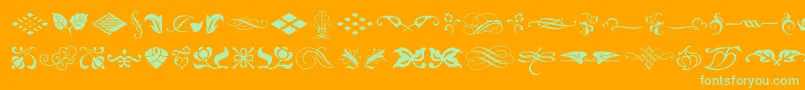 TypeEmbellishmentsOneLetPlain.1.0-fontti – vihreät fontit oranssilla taustalla