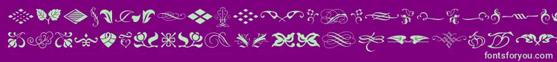 TypeEmbellishmentsOneLetPlain.1.0 Font – Green Fonts on Purple Background