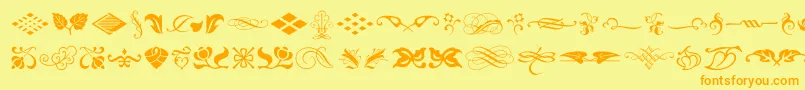 Fonte TypeEmbellishmentsOneLetPlain.1.0 – fontes laranjas em um fundo amarelo