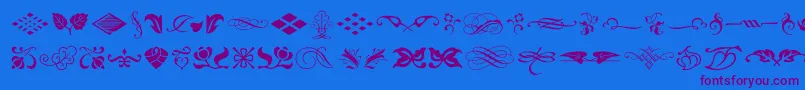 TypeEmbellishmentsOneLetPlain.1.0 Font – Purple Fonts on Blue Background