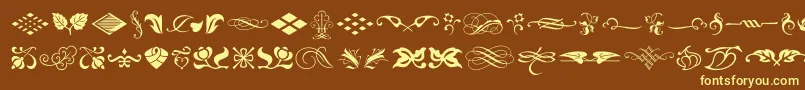More about TypeEmbellishmentsOneLetPlain.1.0 Font TypeEmbellishmentsOneLetPlain.1.0 Font – Yellow Fonts on Brown Background