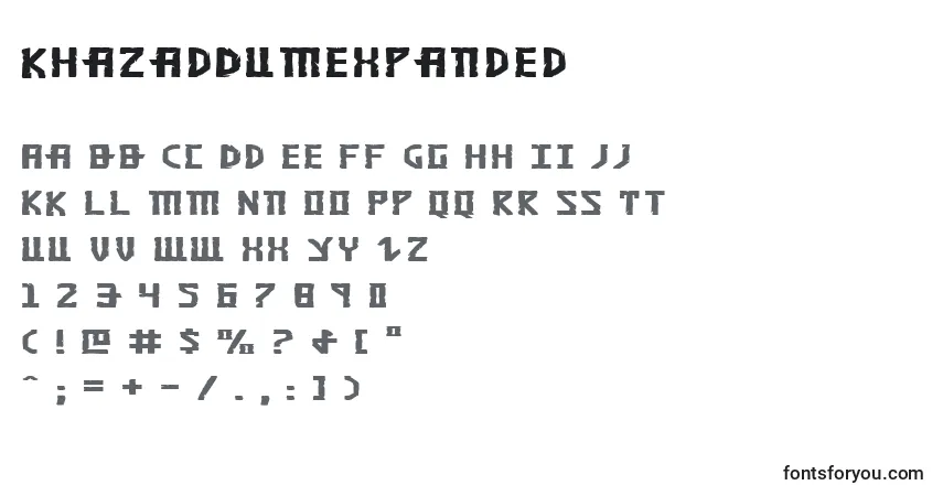 Czcionka KhazadDumExpanded – alfabet, cyfry, specjalne znaki