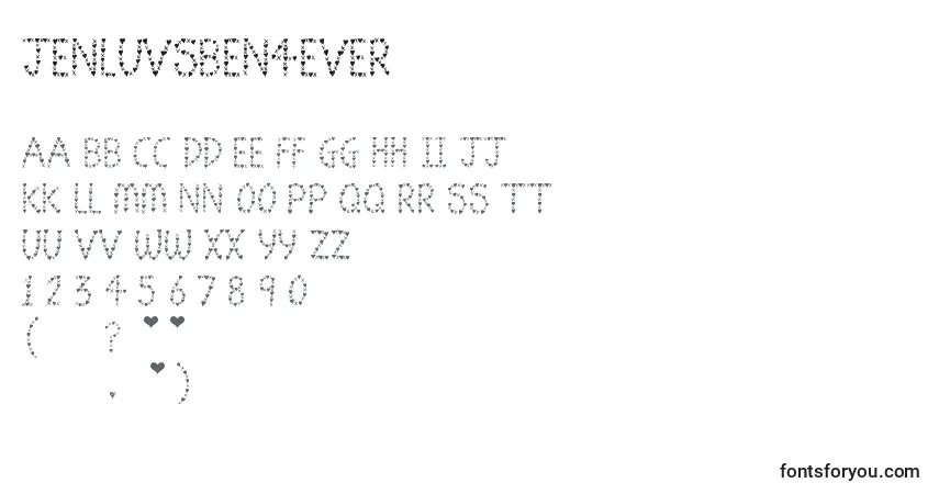 Schriftart JenLuvsBen4ever – Alphabet, Zahlen, spezielle Symbole