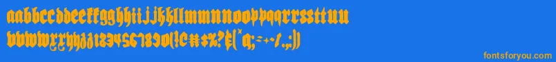 Biergartenc-Schriftart – Orangefarbene Schriften auf blauem Hintergrund
