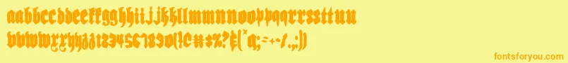 フォントBiergartenc – オレンジの文字が黄色の背景にあります。