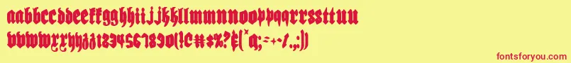 Biergartenc-fontti – punaiset fontit keltaisella taustalla