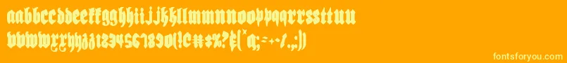 Biergartenc-Schriftart – Gelbe Schriften auf orangefarbenem Hintergrund