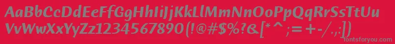 HumanaSansItcTtBolditalic-Schriftart – Graue Schriften auf rotem Hintergrund