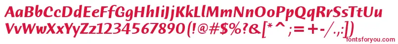 HumanaSansItcTtBolditalic Font – Red Fonts on White Background