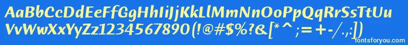 HumanaSansItcTtBolditalic Font – Yellow Fonts on Blue Background