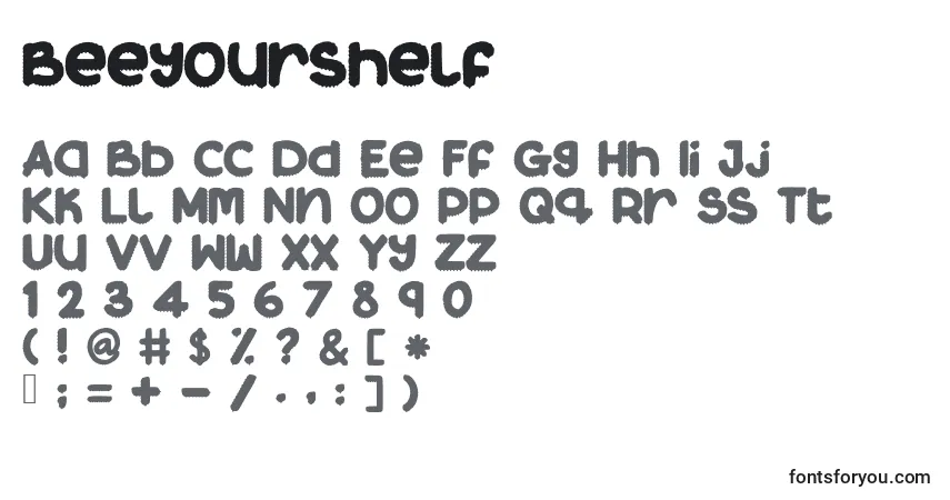 Czcionka Beeyourshelf – alfabet, cyfry, specjalne znaki