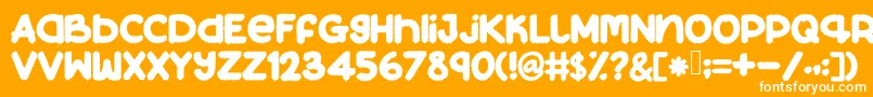Beeyourshelf-Schriftart – Weiße Schriften auf orangefarbenem Hintergrund