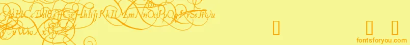 フォントPlatthandDemo – オレンジの文字が黄色の背景にあります。