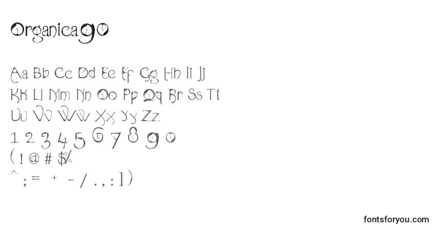 Шрифт Organica90 – алфавит, цифры, специальные символы