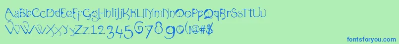 Organica90 Font – Blue Fonts on Green Background