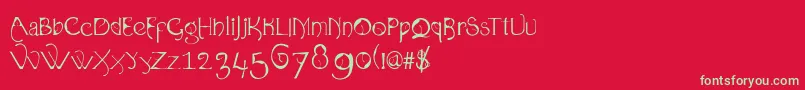フォントOrganica90 – 赤い背景に緑の文字