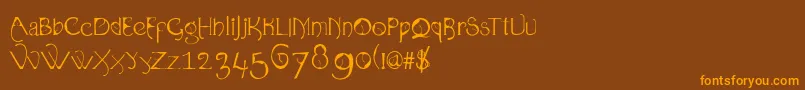 Organica90-Schriftart – Orangefarbene Schriften auf braunem Hintergrund