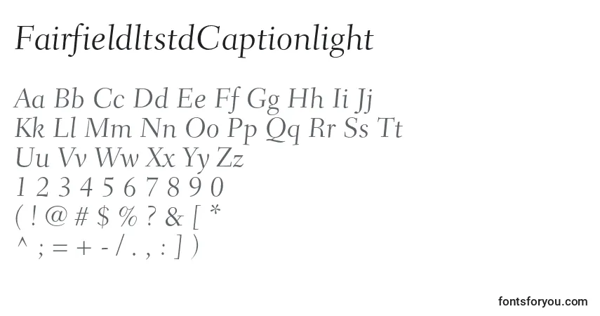 A fonte FairfieldltstdCaptionlight – alfabeto, números, caracteres especiais