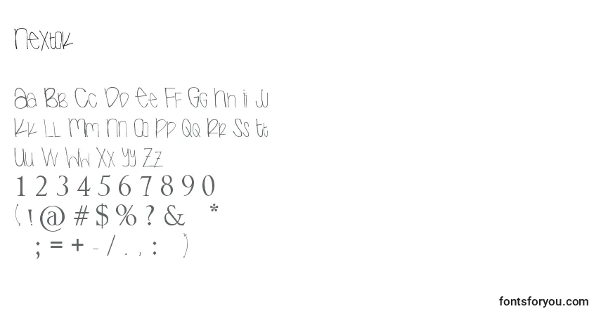 Czcionka Nextok – alfabet, cyfry, specjalne znaki