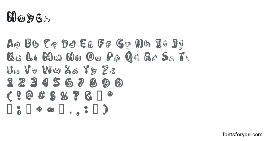 A fonte Noyes – alfabeto, números, caracteres especiais