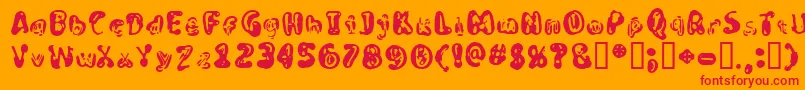 Noyes-Schriftart – Rote Schriften auf orangefarbenem Hintergrund