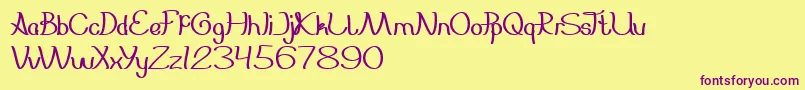 Fonte Everybody – fontes roxas em um fundo amarelo
