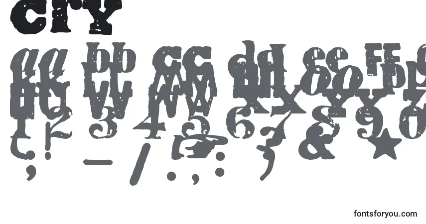 Schriftart Cry – Alphabet, Zahlen, spezielle Symbole