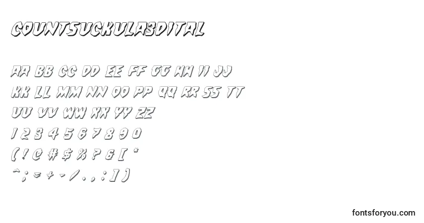 Schriftart Countsuckula3Dital – Alphabet, Zahlen, spezielle Symbole