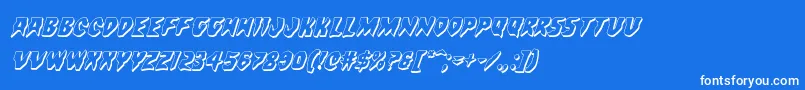 Countsuckula3Dital-Schriftart – Weiße Schriften auf blauem Hintergrund