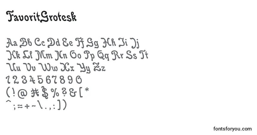 Czcionka FavoritGrotesk – alfabet, cyfry, specjalne znaki