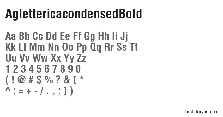Шрифт AglettericacondensedBold – алфавит, цифры, специальные символы