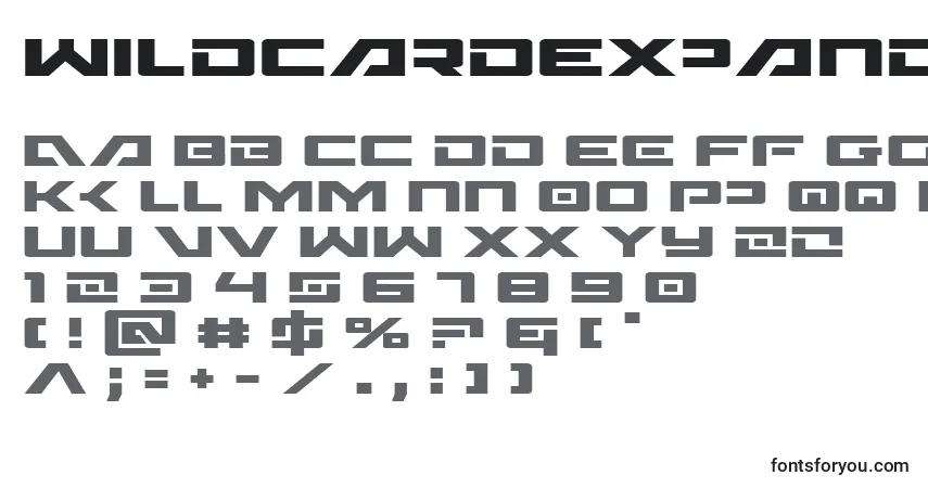 Czcionka WildcardExpanded – alfabet, cyfry, specjalne znaki