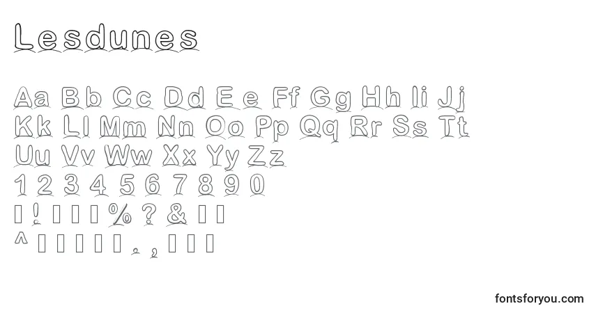 A fonte Lesdunes – alfabeto, números, caracteres especiais