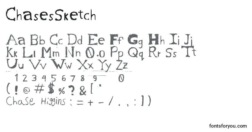 Schriftart ChasesSketch – Alphabet, Zahlen, spezielle Symbole