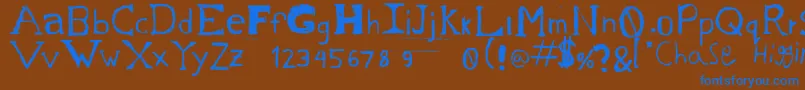 ChasesSketch-Schriftart – Blaue Schriften auf braunem Hintergrund