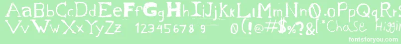 ChasesSketch-Schriftart – Weiße Schriften auf grünem Hintergrund