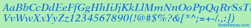 NewAsterLtSemiBoldItalic Font – Blue Fonts on Green Background