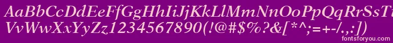 NewAsterLtSemiBoldItalic Font – Pink Fonts on Purple Background