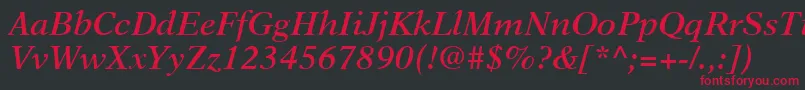 NewAsterLtSemiBoldItalic Font – Red Fonts on Black Background