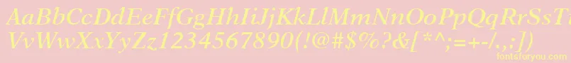NewAsterLtSemiBoldItalic Font – Yellow Fonts on Pink Background