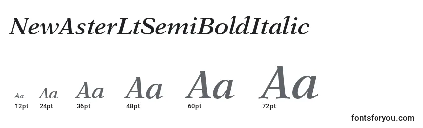 Размеры шрифта NewAsterLtSemiBoldItalic