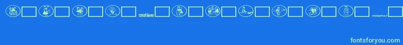 Czcionka Monopolybats – zielone czcionki na niebieskim tle