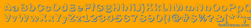 Spherics-Schriftart – Blaue Schriften auf orangefarbenem Hintergrund