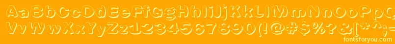 Spherics-Schriftart – Gelbe Schriften auf orangefarbenem Hintergrund