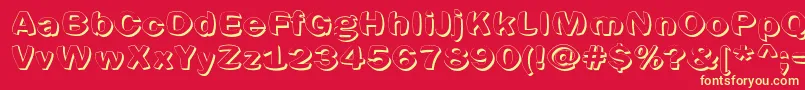 Spherics-Schriftart – Gelbe Schriften auf rotem Hintergrund